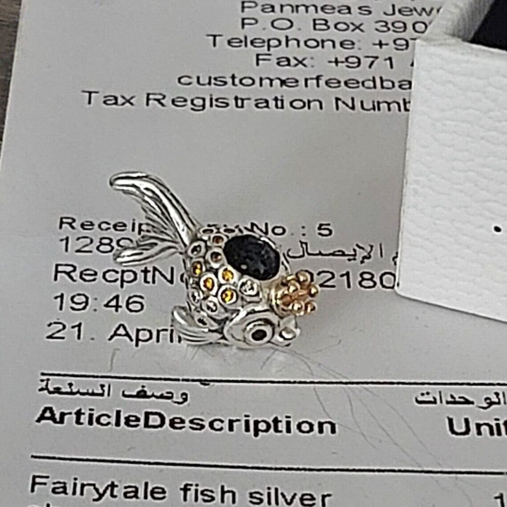 Authentic Pandora Country Edition Sterling Silver & 14K Fairytale Fish 792014CC
